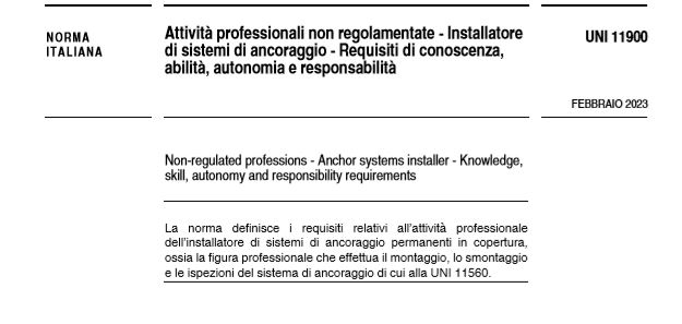 patentino installatore sistemi anticaduta norma 1900